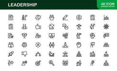 Yönetim, strateji ve yürütme iletişimi için modern çizimler sunan çok yönlü bir liderlik simgesi keşfedin.