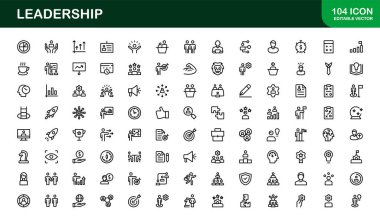 Yönetim, strateji ve yürütme iletişimi için modern çizimler sunan çok yönlü bir liderlik simgesi keşfedin.