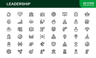 Yönetim, strateji ve yürütme iletişimi için modern çizimler sunan çok yönlü bir liderlik simgesi keşfedin.