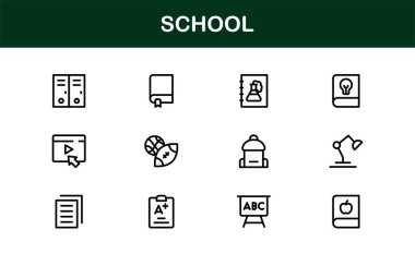 Modern Vektör Resimleri içeren Premium Okul Simgesi Seti Eğitim Projeleri İçin Mükemmel