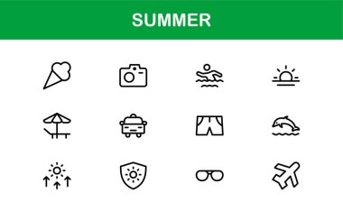 Tasarlanmış Temiz Resimler Tasarlanmış Profesyonel Yaz Simgesi Koleksiyonu