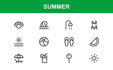 Tasarlanmış Temiz Resimler Tasarlanmış Profesyonel Yaz Simgesi Koleksiyonu