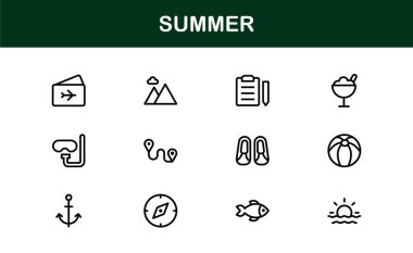 Tasarlanmış Temiz Resimler Tasarlanmış Profesyonel Yaz Simgesi Koleksiyonu