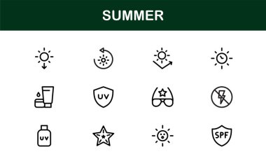 Tasarlanmış Temiz Resimler Tasarlanmış Profesyonel Yaz Simgesi Koleksiyonu