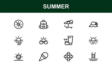 Tasarlanmış Temiz Resimler Tasarlanmış Profesyonel Yaz Simgesi Koleksiyonu