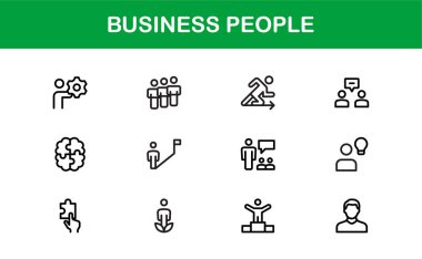 İş Adamları Simgesi: Profesyoneller, Takım Çalışması, Liderlik ve Vektör Biçiminde İşbirliği