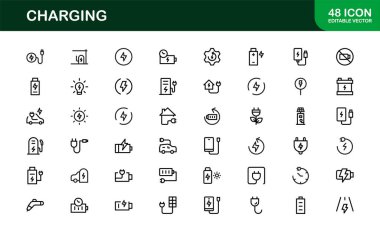 Temiz Asgari Tasarımlı Simge Seti Vektör Kalitesi ve Profesyonel Cazibe ile Teknoloji, Güç, Pil ve Enerji Projeleri İçin Mükemmel