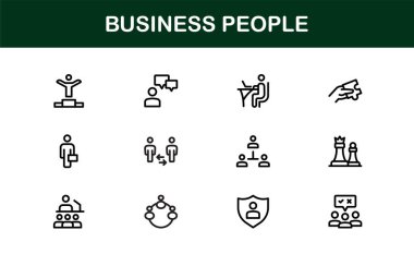 İş Adamları Simgesi: Profesyoneller, Takım Çalışması, Liderlik ve Vektör Biçiminde İşbirliği