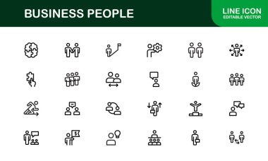 İş Adamları Simgesi: Profesyoneller, Takım Çalışması, Liderlik ve Vektör Biçiminde İşbirliği