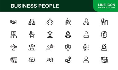 İş Adamları Simgesi: Profesyoneller, Takım Çalışması, Liderlik ve Vektör Biçiminde İşbirliği