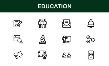 Profesyonel Eğitim Simgesi Seti. Düzenlenebilir Öğrenme, Öğretim, Okul ve Dijital Eğitim Araçları İçin Modern Simgeler