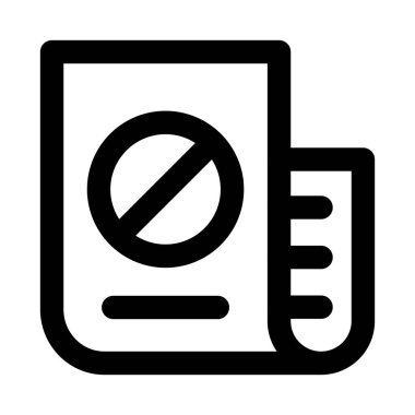 Hata uyarıları için yanlış belge simgesi. Dosya hata uyarısı ve belge yöneticilerini temsil eden en az temiz tasarıma sahip yanlış Belge Modern Profesyonel Satır Simgesi