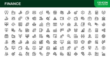 Para yönetimi bankacılık yatırım muhasebe ve finans hizmetlerini temsil eden modern finans çizgisi ikonu. İş bütçesi ödemeleri ve ekonomi için Profesyonel Asgari Simge