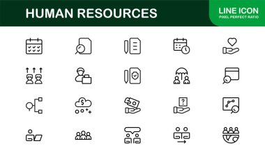 İnsan Kaynakları Profesyonel Satır Simgesi, İnsan Kaynakları Yönetimi ve İşe Alma için Modern Minimum Taslak Sembolleri Ayarladı