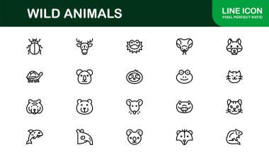 Vahşi Hayvanlar Çizgisi Simgesi Doğa ve Vahşi Yaşam İçin Profesyonel Minimum Vektör İllüstrasyonlarını Ayarladı