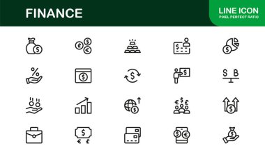 Para yönetimi bankacılık yatırım muhasebe ve finans hizmetlerini temsil eden modern finans çizgisi ikonu. İş bütçesi ödemeleri ve ekonomi için Profesyonel Asgari Simge