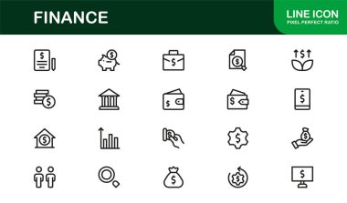 Para yönetimi bankacılık yatırım muhasebe ve finans hizmetlerini temsil eden modern finans çizgisi ikonu. İş bütçesi ödemeleri ve ekonomi için Profesyonel Asgari Simge