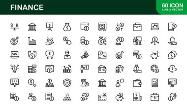 Para yönetimi bankacılık yatırım muhasebe ve finans hizmetlerini temsil eden modern finans çizgisi ikonu. İş bütçesi ödemeleri ve ekonomi için Profesyonel Asgari Simge
