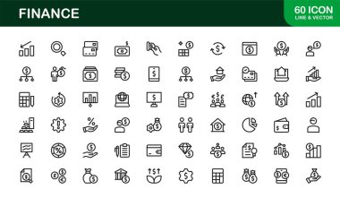 Para yönetimi bankacılık yatırım muhasebe ve finans hizmetlerini temsil eden modern finans çizgisi ikonu. İş bütçesi ödemeleri ve ekonomi için Profesyonel Asgari Simge