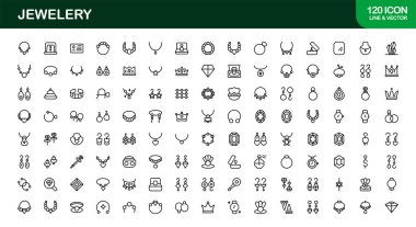 Mücevher Hattı Simgesi: Zarif Tasarımlar için Profesyonel Minimalist Vektör Simgeleri, Özel Aksesuarlar ve Lüks Markalaşma