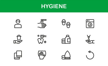 Temizlik ve Minimum Hijyen Simgesi Koleksiyonu El hijyeni, Temizleyici, Sağlık Güvenliği ve Sağlık Sembolleri