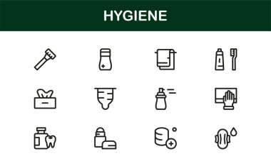 Temizlik ve Minimum Hijyen Simgesi Koleksiyonu El hijyeni, Temizleyici, Sağlık Güvenliği ve Sağlık Sembolleri