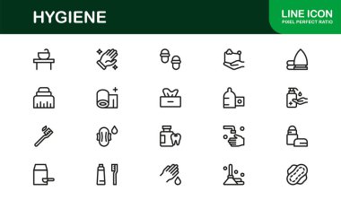Temizlik ve Minimum Hijyen Simgesi Koleksiyonu El hijyeni, Temizleyici, Sağlık Güvenliği ve Sağlık Sembolleri