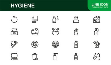 Temizlik ve Minimum Hijyen Simgesi Koleksiyonu El hijyeni, Temizleyici, Sağlık Güvenliği ve Sağlık Sembolleri