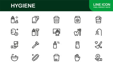 Temizlik ve Minimum Hijyen Simgesi Koleksiyonu El hijyeni, Temizleyici, Sağlık Güvenliği ve Sağlık Sembolleri