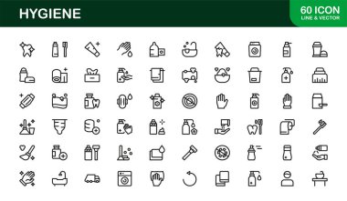 Temizlik ve Minimum Hijyen Simgesi Koleksiyonu El hijyeni, Temizleyici, Sağlık Güvenliği ve Sağlık Sembolleri