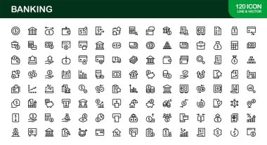 Bankacılık Simgesi Seti Finans, Para, Aktarımlar ve Vektör Biçiminde Mali Hizmetler