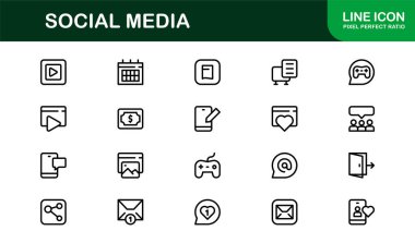 İletişim, Ağ, Paylaşım ve Bağlantı Sembolleri içeren Sosyal Ortam Simgesi Ayarları