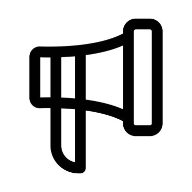 Duyurular ve iletişim için megafon simgesi. Megafon Modern Profesyonel Satır Simgesi. Ses yayını uyarısını temsil eden ve halka açık konuşma yapan minimal temiz tasarım.