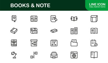 Kitap Okuma Kütüphanesi Çalışma Satırı Simgesi Profesyonel Eğitim ve Edebiyat İçin Modern Minimum Vektör Simgelerini Ayarla