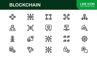 Engelleme Çizgisi Modern Satır Simgesi Koleksiyonu Şifreleme Ağı Akıllı Madencilik Cüzdanı Güvenliği ve Yerel Teknoloji Kavramları