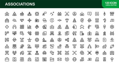 Dernekler Modern Satır Simgesi Koleksiyonu Organizasyon Üyelik Topluluğu Ortaklık Ağı İşbirliği ve kar amacı gütmeyen Konseptler