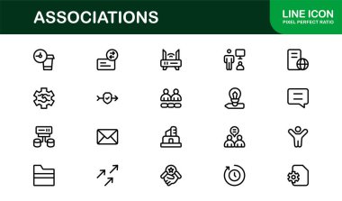 Dernekler Modern Satır Simgesi Koleksiyonu Organizasyon Üyelik Topluluğu Ortaklık Ağı İşbirliği ve kar amacı gütmeyen Konseptler
