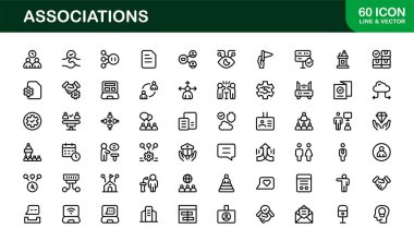 Dernekler Modern Satır Simgesi Koleksiyonu Organizasyon Üyelik Topluluğu Ortaklık Ağı İşbirliği ve kar amacı gütmeyen Konseptler