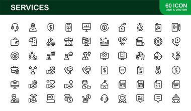 Servisler Modern Satır Simgesi Koleksiyonu Müşteri Desteği Onarım Onarım Bakım Danışmanlık ve İş Çözümleri