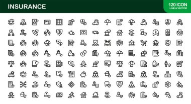 Sigorta Modern Satır Simgesi Koleksiyon Ayarlama Politikası Koruma Kapsamı Risk Güvenliği ve Mali Güvenlik Konseptleri