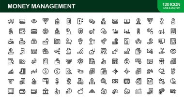 Modern Para Yönetimi Simgeleri Profesyonel Satır Finans, Bütçe ve Yatırım Uygulamaları Simgesi