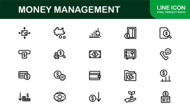 Modern Para Yönetimi Simgeleri Profesyonel Satır Finans, Bütçe ve Yatırım Uygulamaları Simgesi