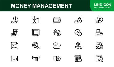 Modern Para Yönetimi Simgeleri Profesyonel Satır Finans, Bütçe ve Yatırım Uygulamaları Simgesi