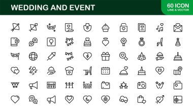 Düğün ve Olay Profesyonel Satır Simgesi Modern Minimalist Vektör Tasarımı ile Zarif Kutlamalar ve Özel Olaylar