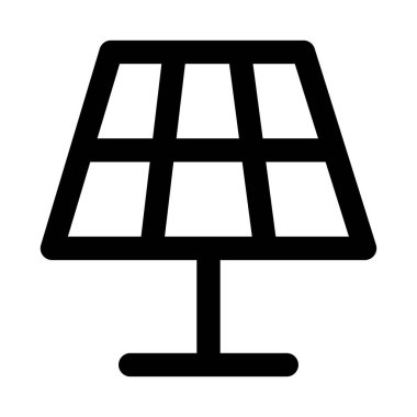 Güneş paneli simgesi. Günümüz yenilenebilir enerji güneş enerjisi ve ekolojik sürdürülebilirlik ikonuna sahip güneş paneli profesyonel çizgi simgesi.