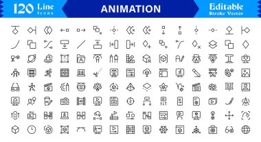 Animasyon Çizgisi Simgesi Koleksiyonu Minimalist Vektör Simgeleri, Yaratıcı Hareketli Profesyonel Eşsiz Tasarım Paketi, Kare Kare ve Dinamik Sembol