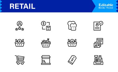 Envanter ve Depo Çizgisi Simgesi Profesyonel ve Minimum Vektör Koleksiyonu, Depo, Stok, Teslimat, Lojistik ve Depo Sembolleri
