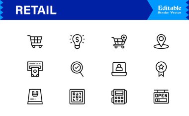 Envanter ve Depo Çizgisi Simgesi Profesyonel ve Minimum Vektör Koleksiyonu, Depo, Stok, Teslimat, Lojistik ve Depo Sembolleri