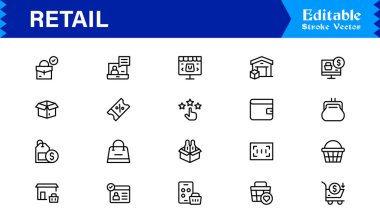Envanter ve Depo Çizgisi Simgesi Profesyonel ve Minimum Vektör Koleksiyonu, Depo, Stok, Teslimat, Lojistik ve Depo Sembolleri