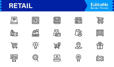 Envanter ve Depo Çizgisi Simgesi Profesyonel ve Minimum Vektör Koleksiyonu, Depo, Stok, Teslimat, Lojistik ve Depo Sembolleri